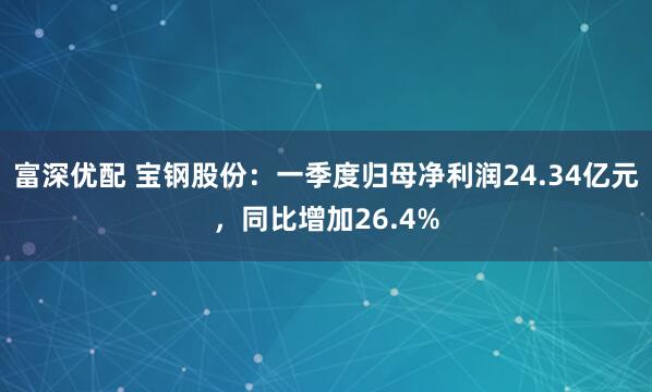 富深优配 宝钢股份：一季度归母净利润24.34亿元，同比增加26.4%