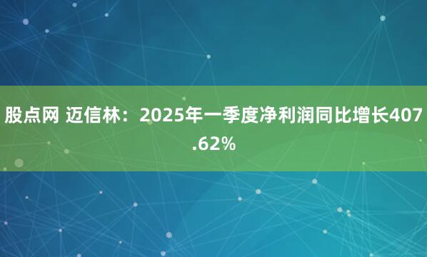 股点网 迈信林：2025年一季度净利润同比增长407.62%