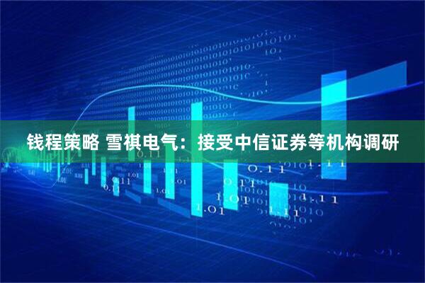 钱程策略 雪祺电气：接受中信证券等机构调研